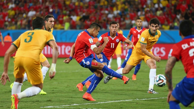 Chile forward Alexis Sanchez gave his country the lead early, scoring from six yards out at 12'