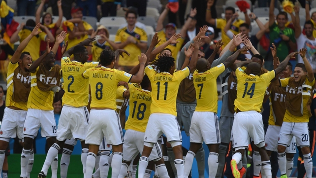 Much to the delight of the Colombia panel - who produced the celebration of the tournament so far