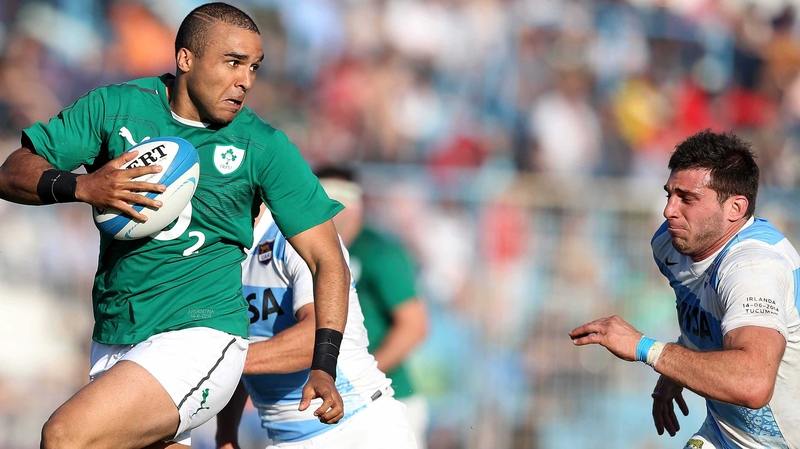 Simon Zebo suffered an injury at Ireland training in Galway today