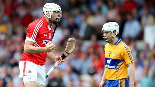 Cork’s Patrick Cronin celebrates winning a free against Clare
