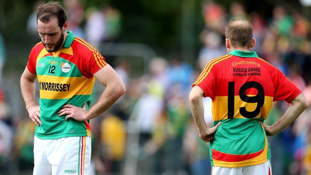 Utter dejection on the face of Carlow's David Bambrick after his county's loss to Meath in the Leinster SFC...