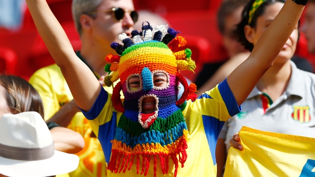 That can't be comfortable - An Ecuador fan sports a woolly balaclava