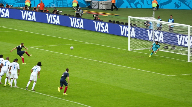 And Karim Benzema duly obliged, putting France ahead just before the break