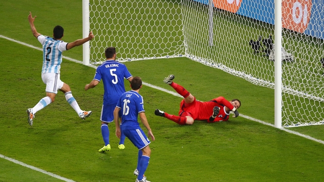 Sead Kolasinac (5) put the ball into his own goal, much to the delight of Ezequiel Garay