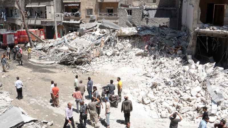 Emergency personnel gather at the scene