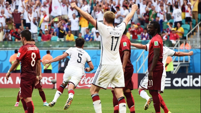Hummels celebrates the goal, his fourth in 31 appearances for Germany