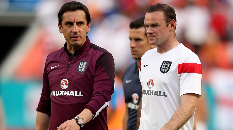 Gary Neville, an England coach, is a former team mate of Wayne Rooney