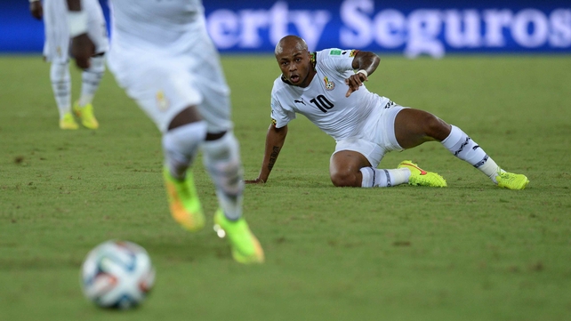 Ghana midfielder Andre Ayew kept his eye on the ball...