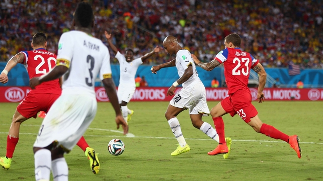 ...and eventually broke through the US defence to score Ghana's first goal at the 2014 World Cup