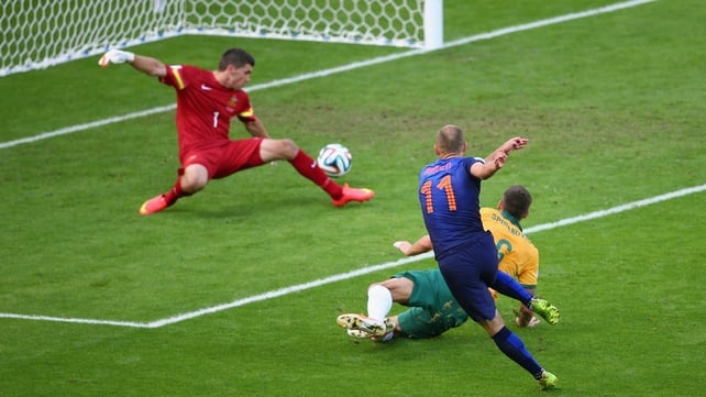 ... to score his third goal of the tournament, which put his team up 1-0 early