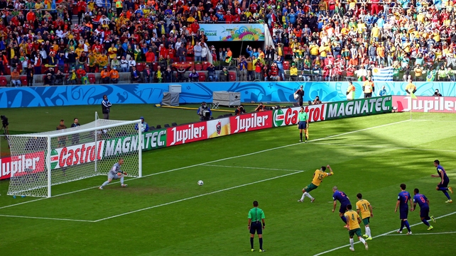 Shortly after halftime, Australia midfielder and captain Mile Jedinak converted a penalty after Netherlands defender Daryl Janmaat - perhaps inadvertently - blocked a shot with his left hand