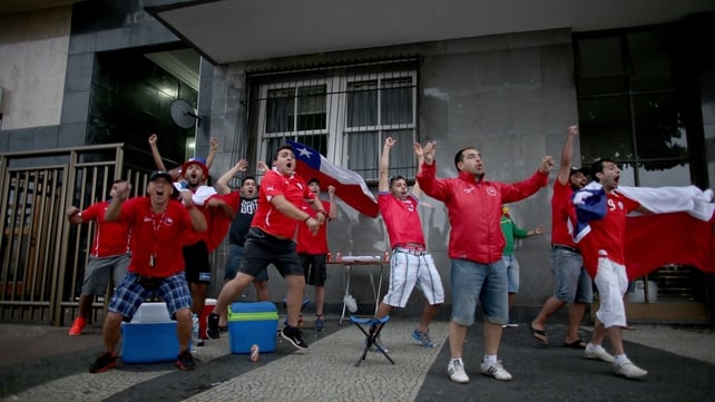 Chile fans rejoiced at their team leading Spain 2-0 just before the half