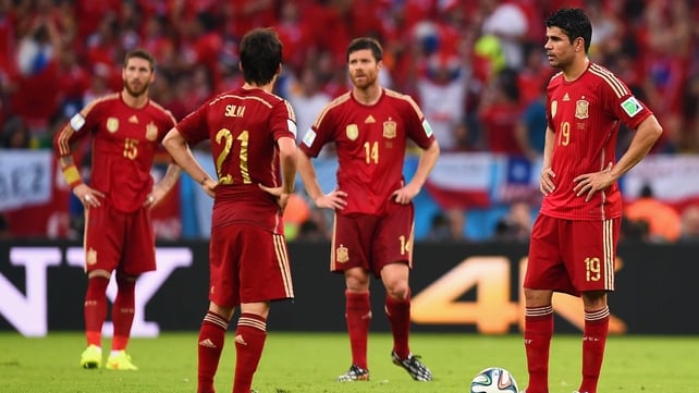 Meanwhile, some of Spain's greatest stars let the goal sink in. Spain had by then conceded one more goal in this World Cup than they had in the 2008 Euros, 2010 World Cup and 2012 Euros combined