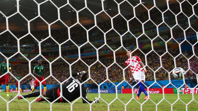 Mandzukic became the first Croatian to score two goals in a World Cup match at 73'