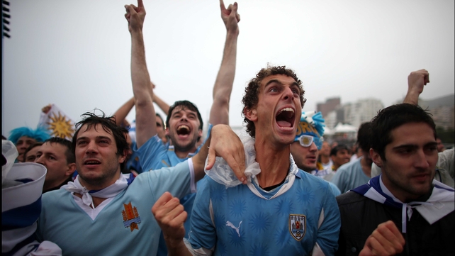 Uruguay fans at Copacabana in Rio rejoiced alongside Suarez, as the side now have a clear chance to make it out of Group D