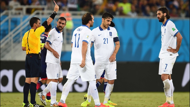 Around that time - at 38' - Greece lost another key figure, when midfielder and captain Konstantinos Katsouranis received his second yellow card on the match for another mindless challenge. Greece went into the half drawn scoreless with Japan