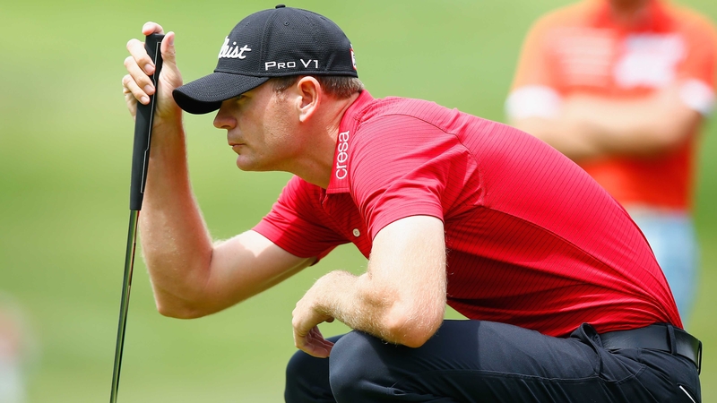 Brendan Steele studies his putt on the 17th hole during a hugely impressive first round