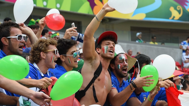 Italy supporters showed up in high spirits, with a number of patriotic balloons in tow...