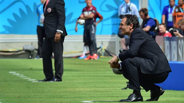Italy coach Cesare Prandelli looked on at his World Cup squad