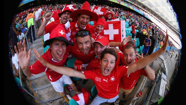 The Swiss camp were psyched for the match to get underway...