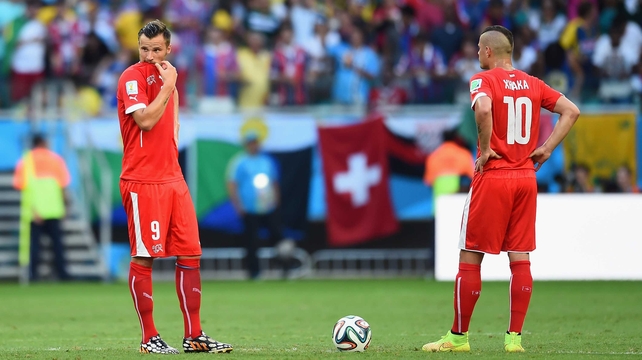 While the Swiss players couldn't help but look dejected by their sinking prospects in the match