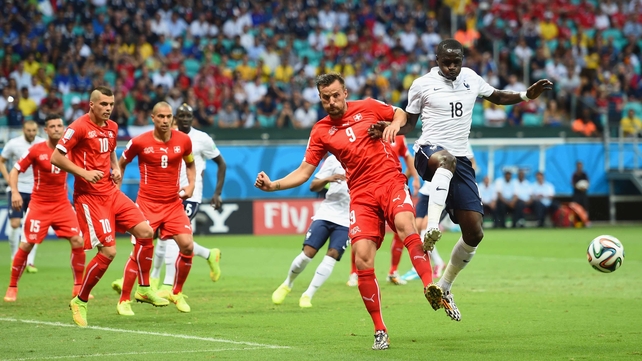 The play of the first half largely carried over into the second, as France midfielder Moussa Sissoko led multiple assaults on the Swiss defence