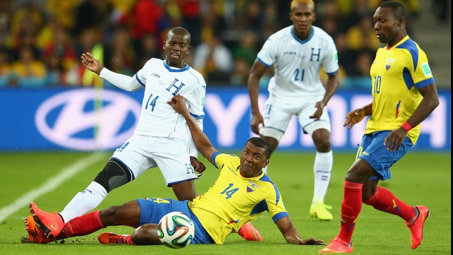 Ecuador midfielder Oswaldo Minda continued the trend, taking down Honduras midfielder Boniek Garcia