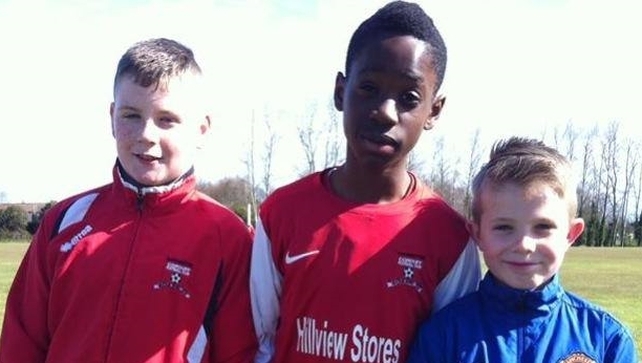 13-year-old Ricky Oasagi (centre) died after getting into difficulty while swimming in water in Blanchardstown (Pic: Corduff FC facebook)