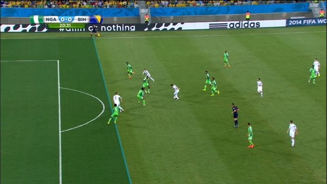 Bosnia and Herzegovina's Edin Dzeko had a perfectly good goal disallowed for offside
