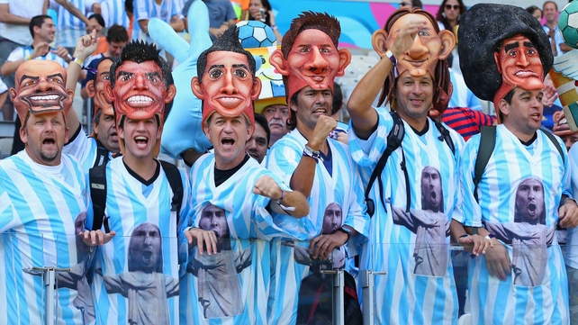 Argentina fans idolise their team, but their T-shirts tell you who they primarily pin their hopes on...