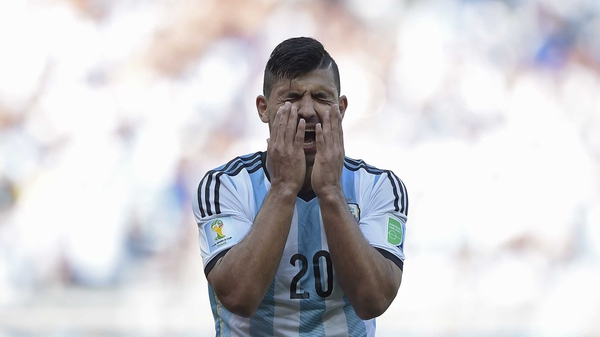 Sergio Aguero was taken off during the first half of the match against Nigeria