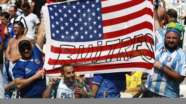 The US Supreme Court decision siding with bondholders and demanding Argentina pay them serious cash prompted fans to daub the word 'vultures' on the the Stars and Stripes