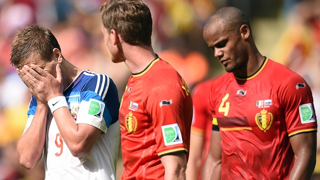 Russia star striker Alexander Kokorin lamented over missing a clear header just before the half