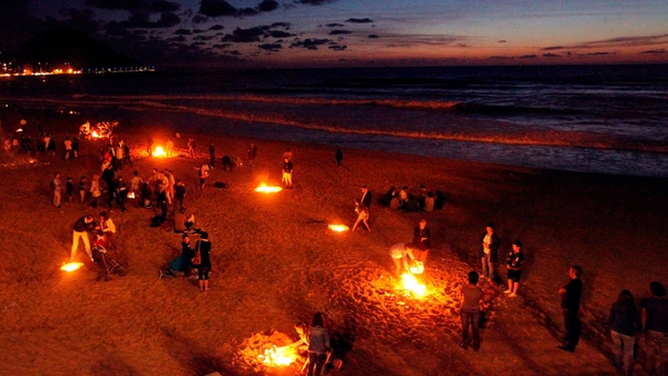 People celebrating St John's Eve at Zurriola beach in San Sebastian, Spain, in 2011