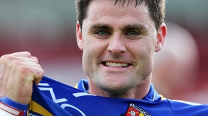 Longford's Shane Mulligan celebrates the upset of the first qualifying round, a two-point win over Derry in Celtic Park