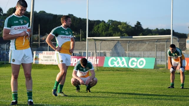 The end of the road - Offaly players dejected after defeat. Manager Emmet McDonnell resigned after the game