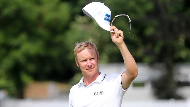 Mikko Ilonen salutes the crowd after winning the Irish Open