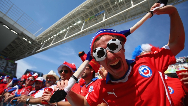All the while, the Chile fans were still quite happy in the afternoon sun...
