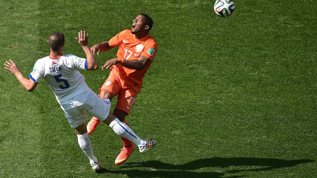 While his side and their Dutch foes played out the first half, which turned into something of a tussle and a chess match. Netherlands forward Jeremain Lens had a rough run-in with Chile midfielder Francisco Silva early on