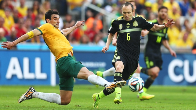 Midfielder Andres Iniesta ran through a challenge