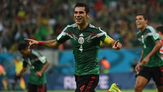 Marquez celebrated putting Mexico up 1-0 with his strike past Pletikosa