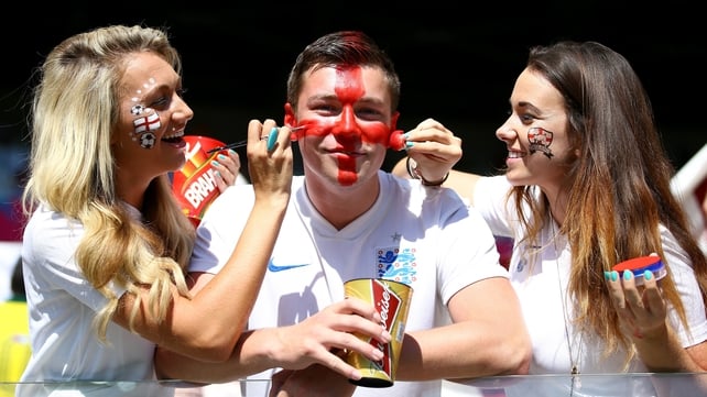 England fans enjoy the atmosphere prior to their team's game against Costa Rica