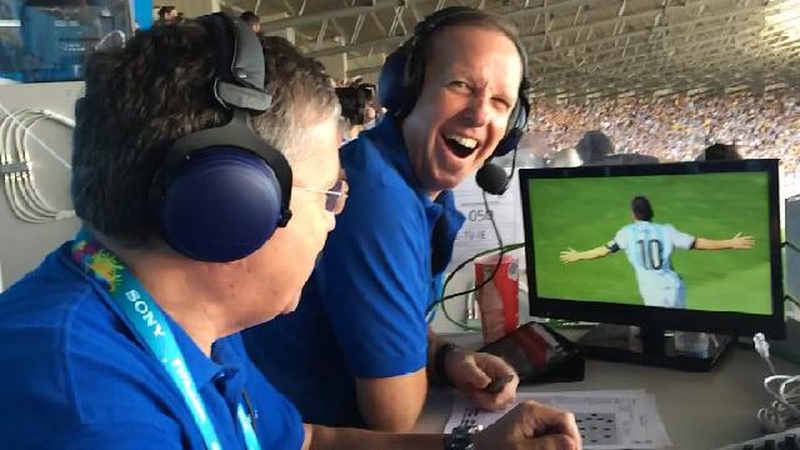 George Hamilton and Trevor Steven react to Lionel Messi's goal against Iran