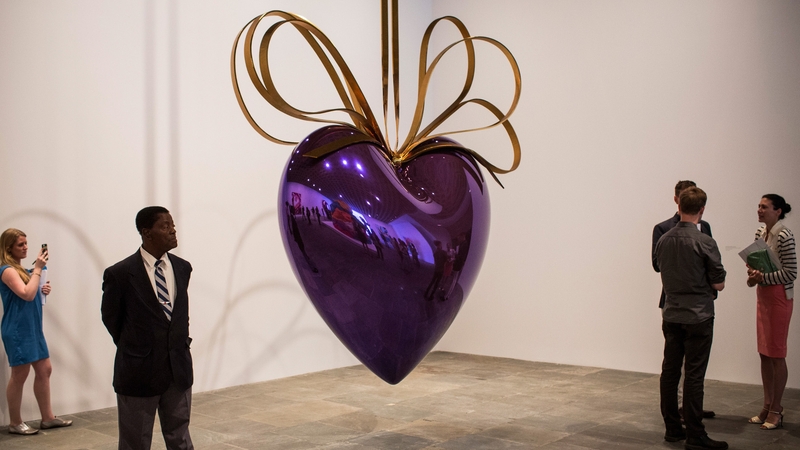 Jeff Koons' 'Hanging Heart' on display at New York's Whitney Museum