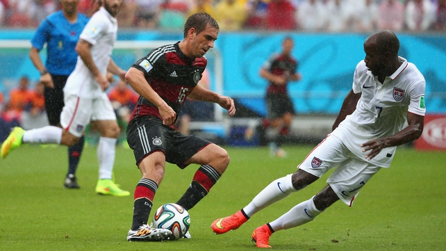 ... even as Germany midfielder and captain Phillipp Lahm continued to threaten DeMarcus Beasley and the entire USA defence