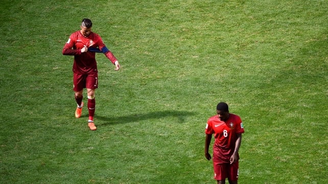 Ronaldo and midfielder Joao Moutinho walked off the pitch into the break, to rest briefly on their 1-0 lead