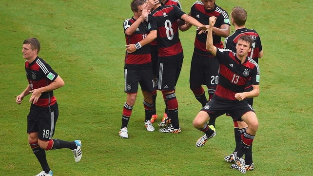 Mueller celebrated putting his side up 1-0 early in the second and scoring his fourth goal of the tournament