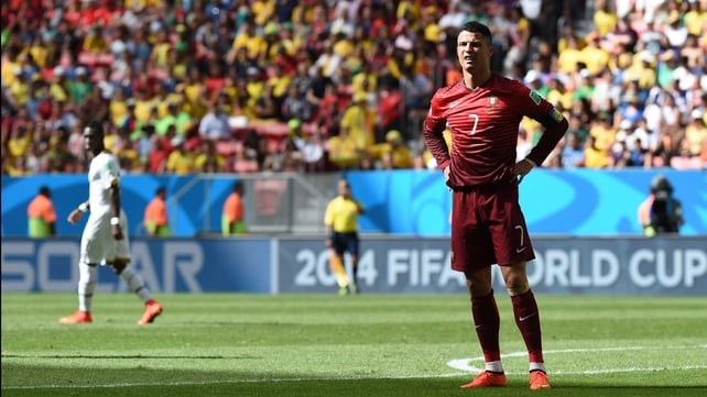 Ronaldo was clearly not pleased at the 57' minute knock that levelled the score