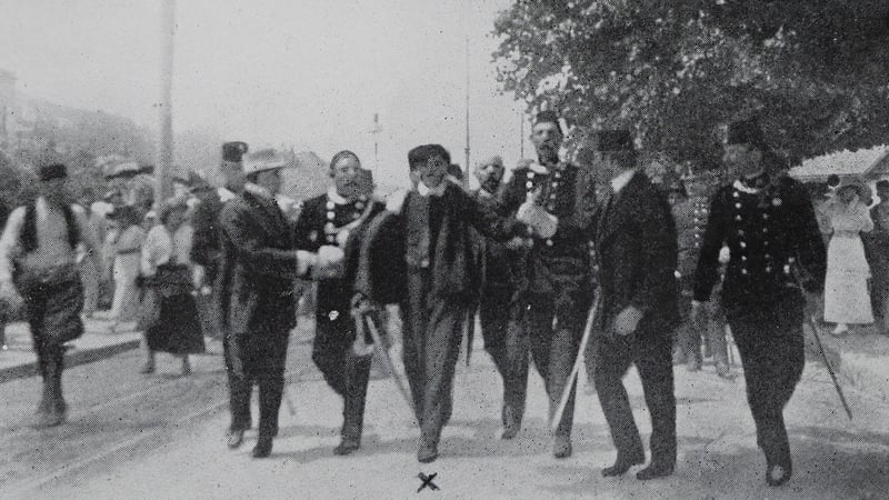 Gavrilo Princip (x) is arrested after the assassination (Pic: Illustrated London News)