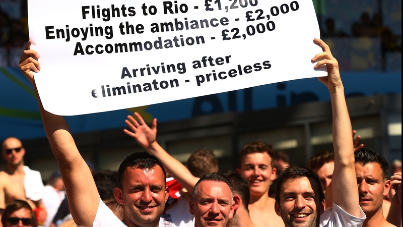 English fans making a point about prices at the last World Cup in Brazil